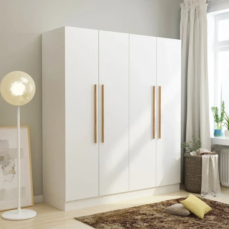 Armoire de rangement moderne sur pied en bois massif avec étagères